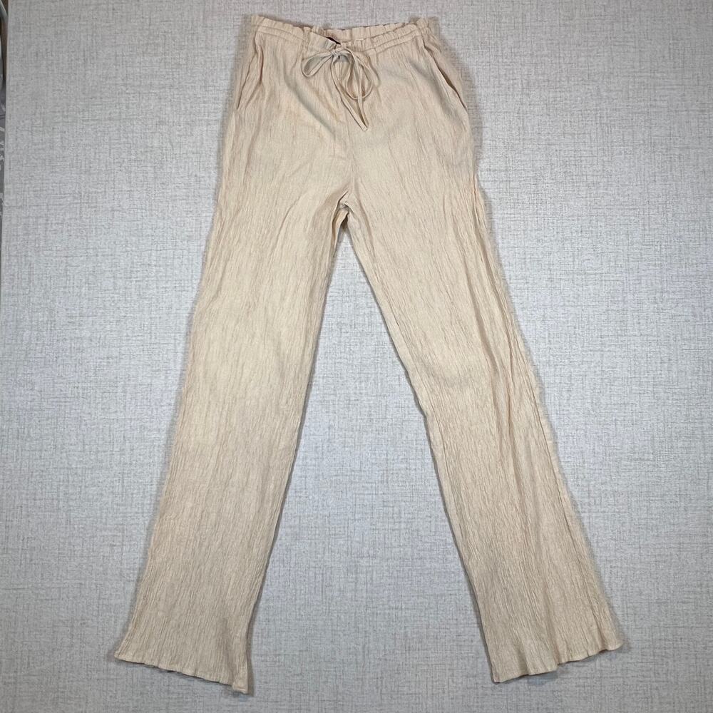Zara Cream Crepe Tie Waist Lightweight Pants | Women's S